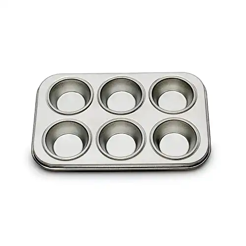 Fox Run Muffin and Cupcake Pan, Micro, Extra Small 6 Cup, Stainless Steel