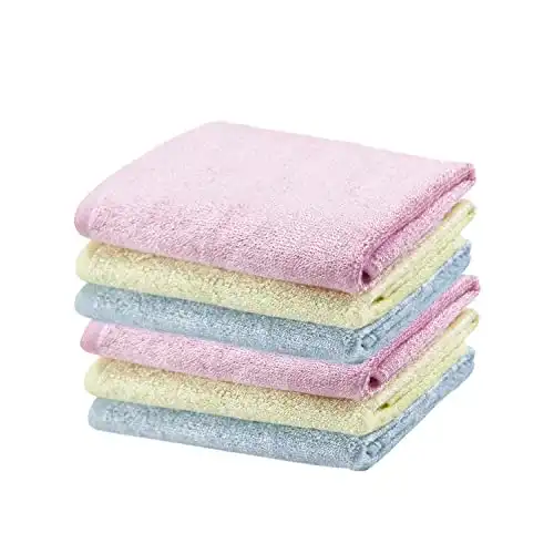 Wokaku Small-Towels-for-BabyKidsChild-Face-Towel-and-Washcloth-BabyKidChildren-Saliva-Towel-Super-Soft-Quick-Dry-Towel-as-Kitchen-Cleaning-Dish-Towels (28 * 26CM=11.02"*10.23", 6 PCS)